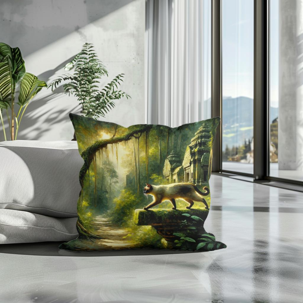 Jungle Temple Sojourn Cotton Cushion