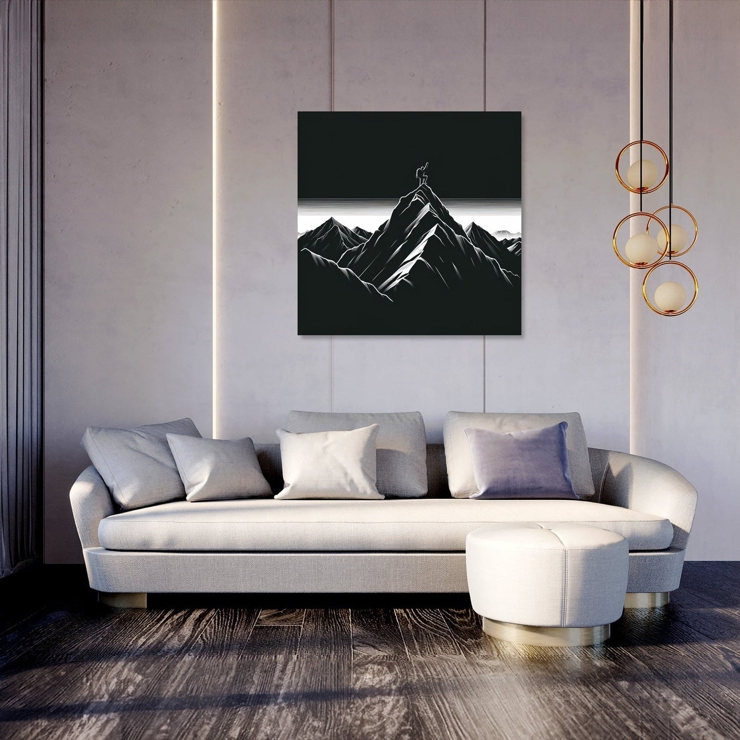 Mountaineering Adventure in Dark Tones Canvas