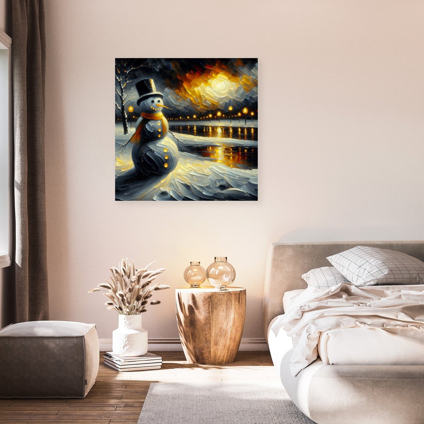 Melancholic Black Snowman Canvas