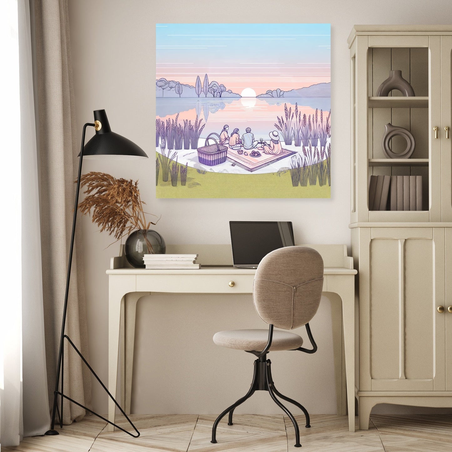 Summer Picnic by the Lake Canvas