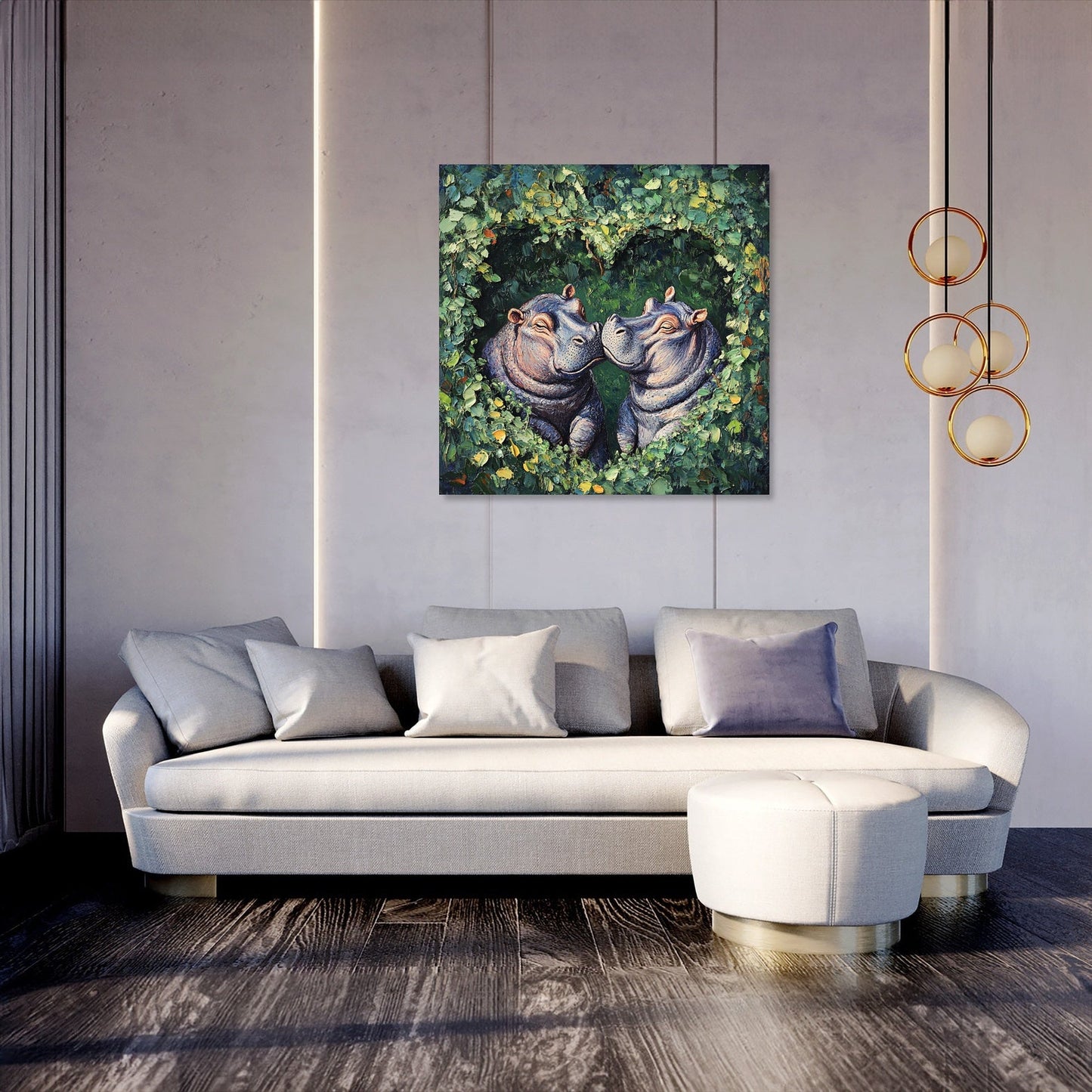 Embracing Hippopotamuses Canvas