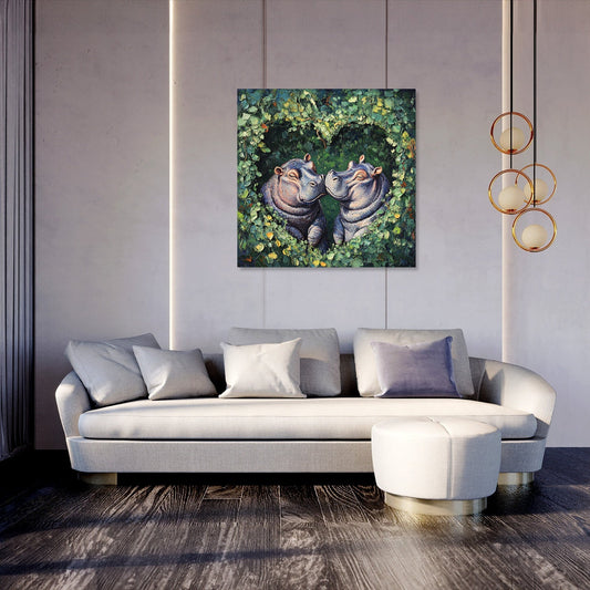 Embracing Hippopotamuses Canvas