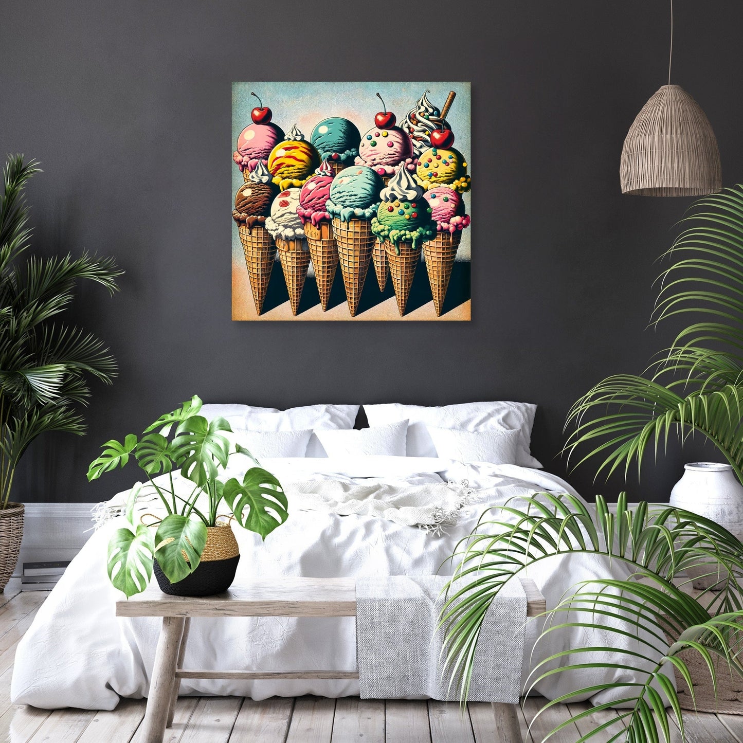Vintage Pop Ice Cream Delight Canvas