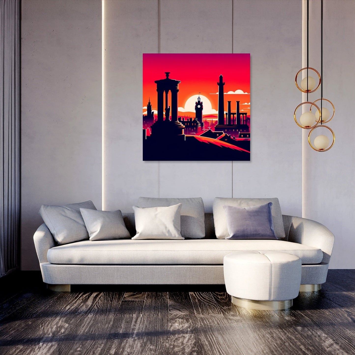 Edinburgh Calton Hill Sunset Silhouette Canvas