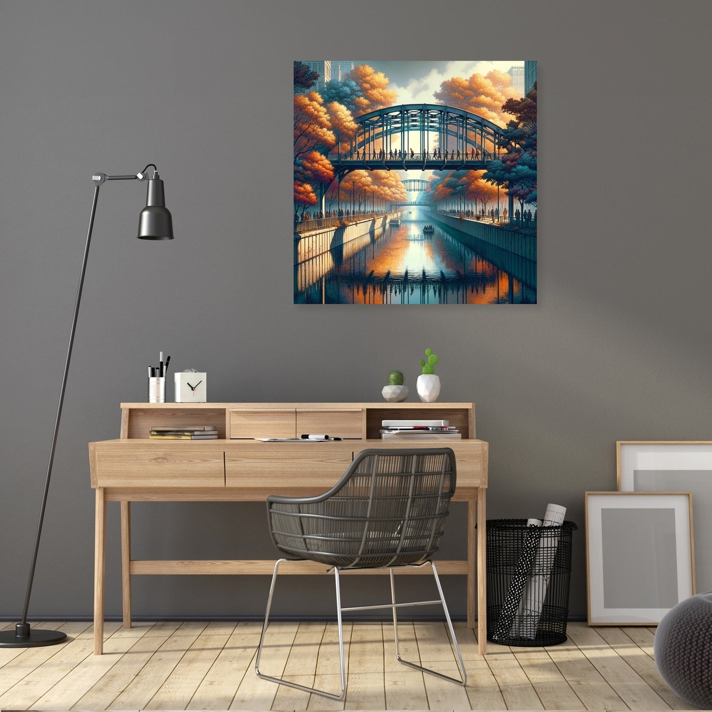 Autumn Urban Bridge Canvas
