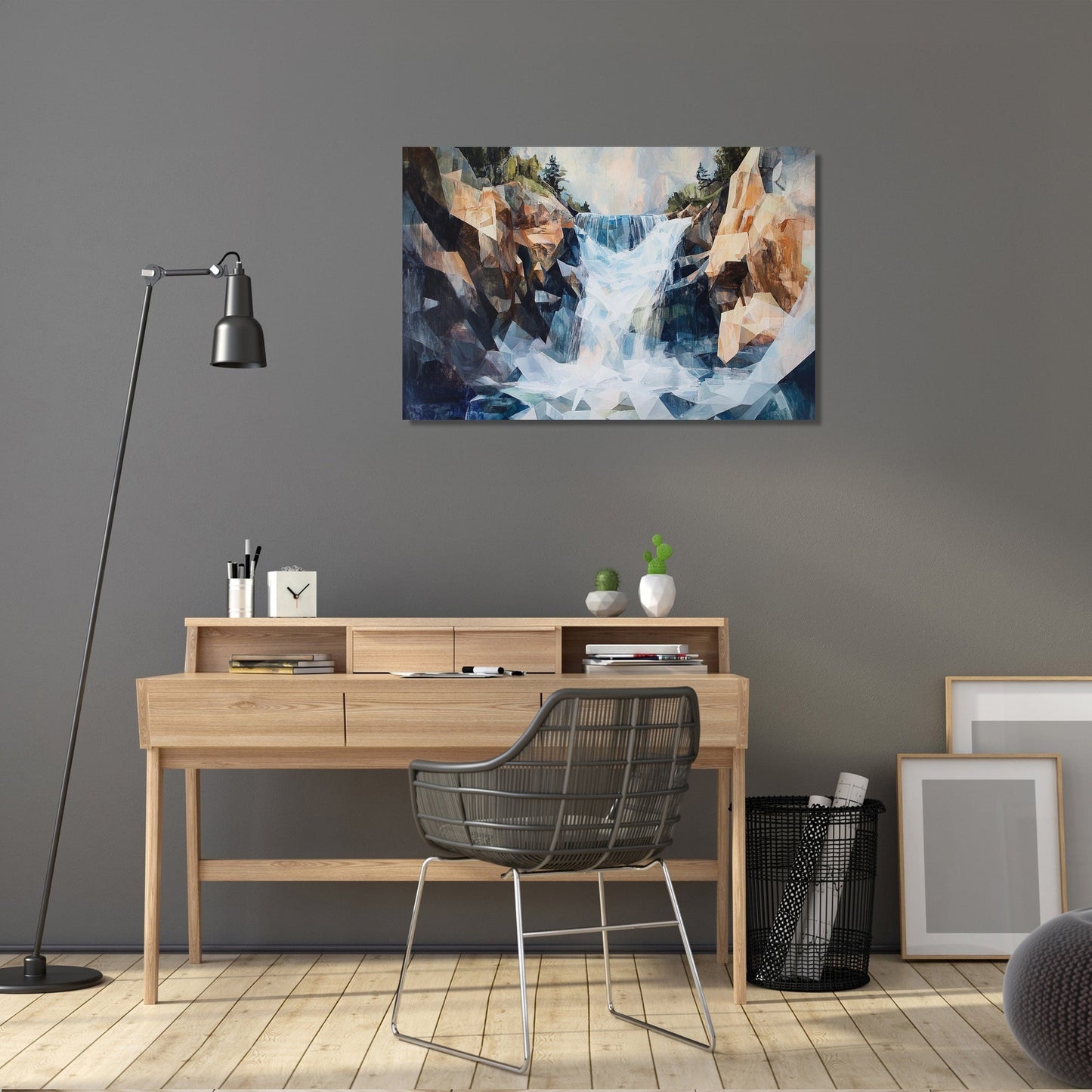 Geometric Waterfall Chaos Canvas
