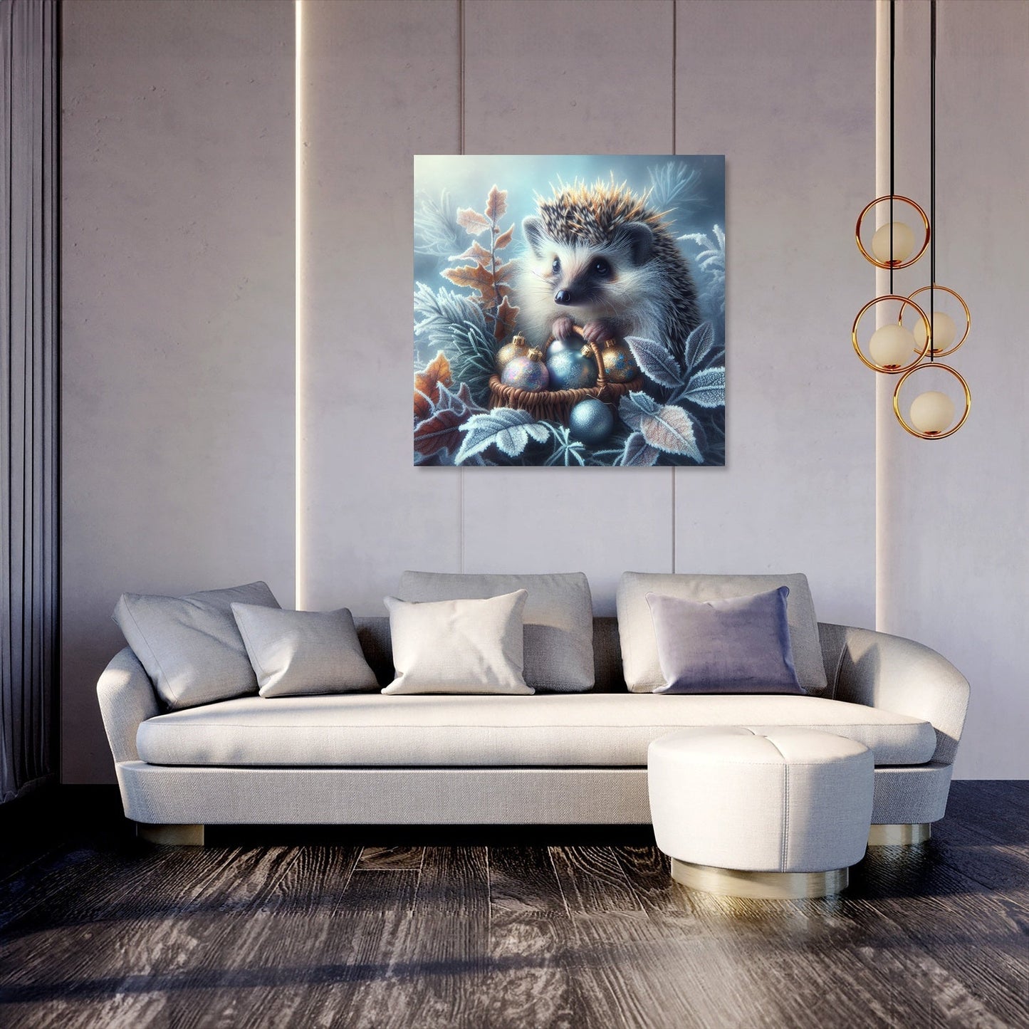 Festive Morning Hedgehog Canvas