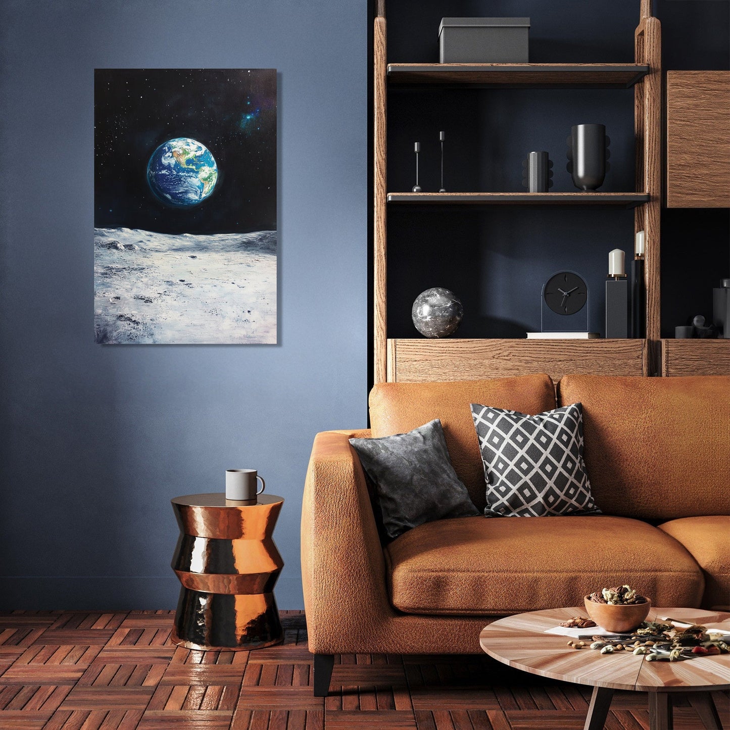 Earthrise Over Moon Canvas