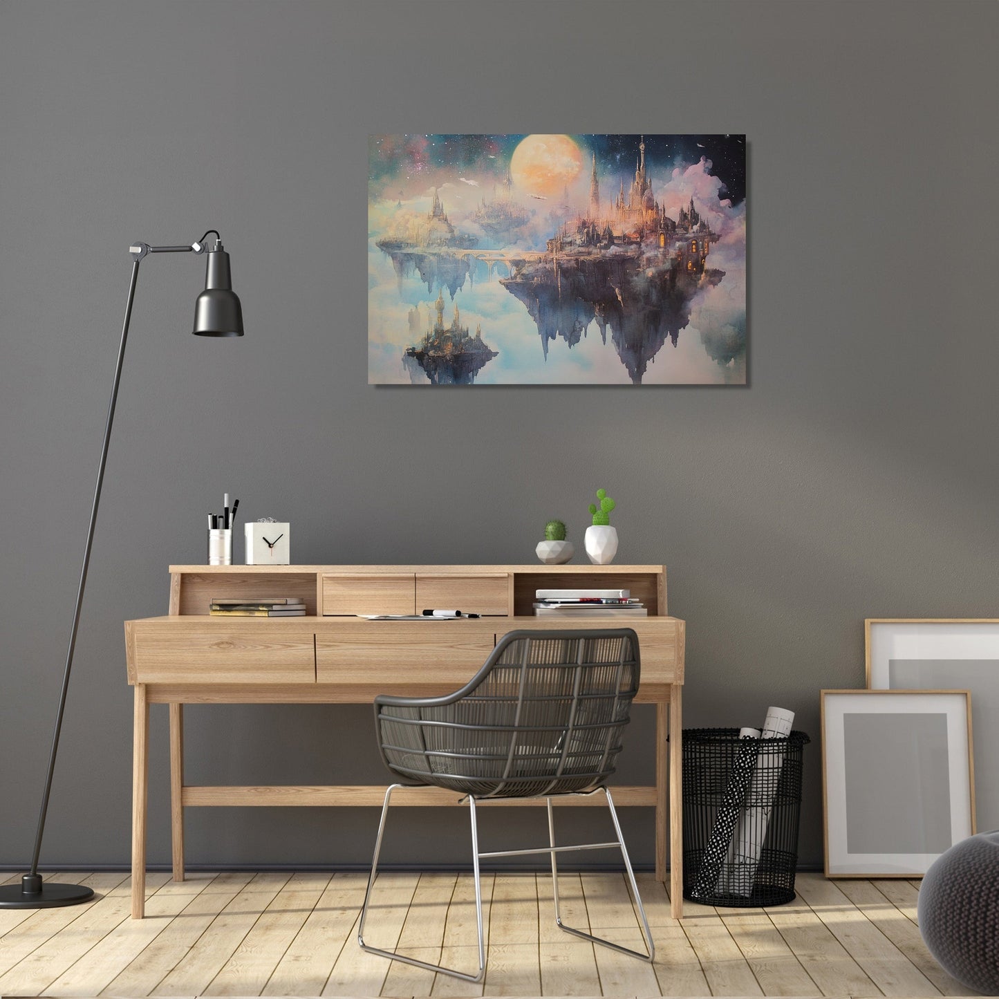 Moonlit Floating City Canvas