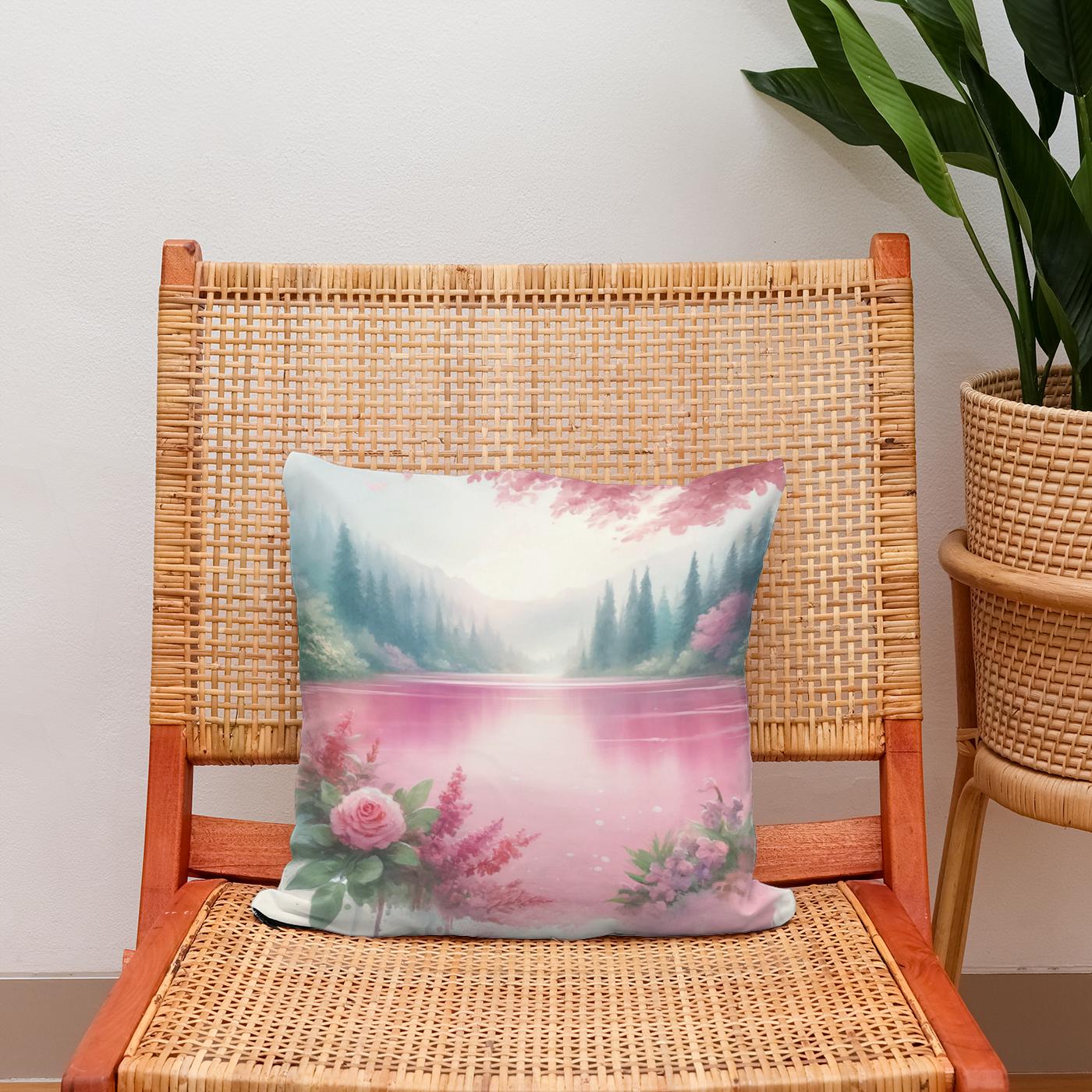 Pink Lake Serenity Cotton Cushion