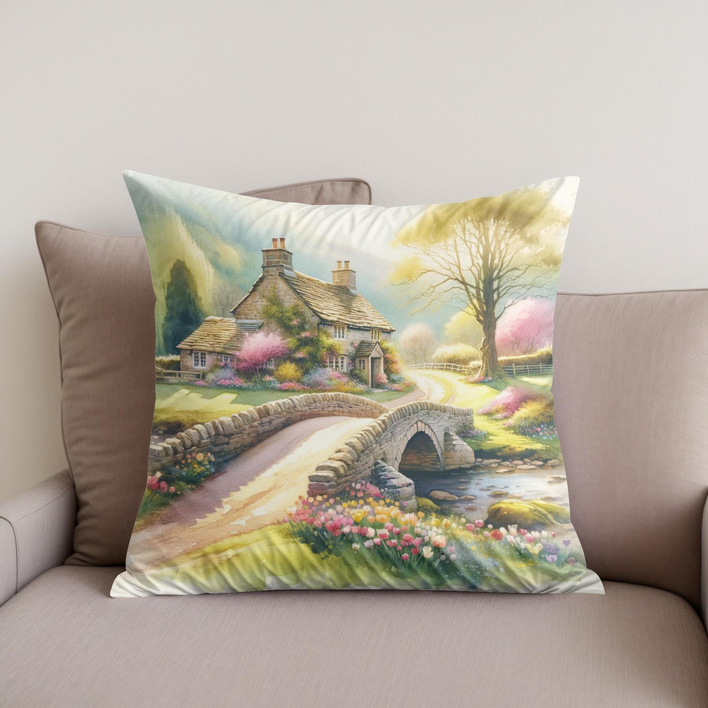 Springtime Stonebridge Retreat Cotton Cushion