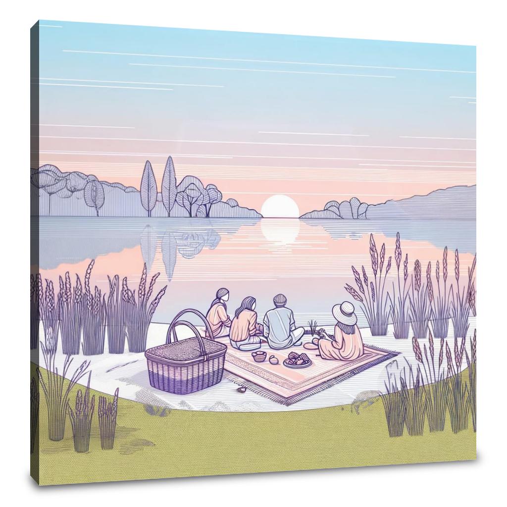 Summer Picnic by the Lake Canvas