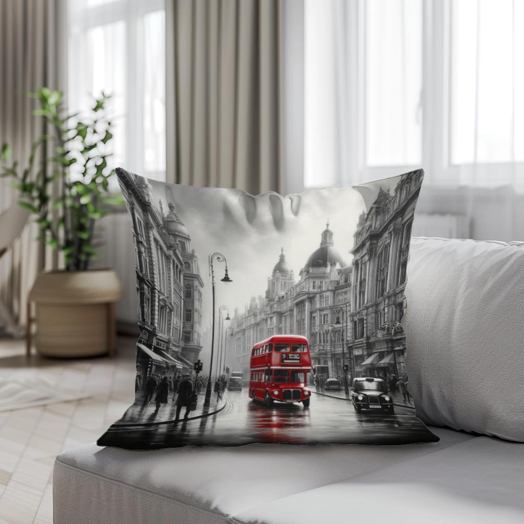 Red Essence of London Cotton Cushion