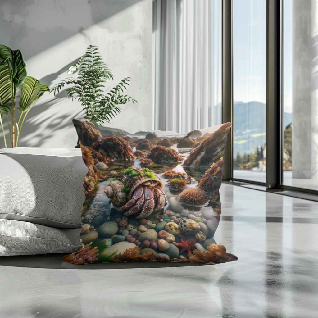 Tide Pool Hermit Crab Cotton Cushion