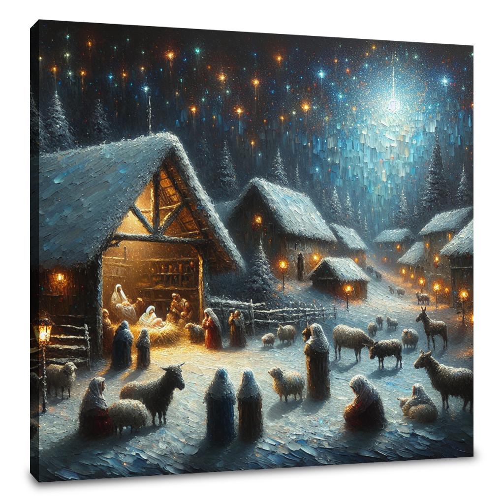 Nostalgic Nativity Night Canvas