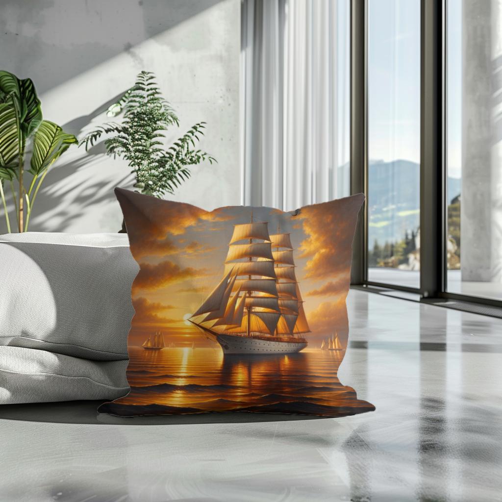 Sunset Voyage Cotton Cushion