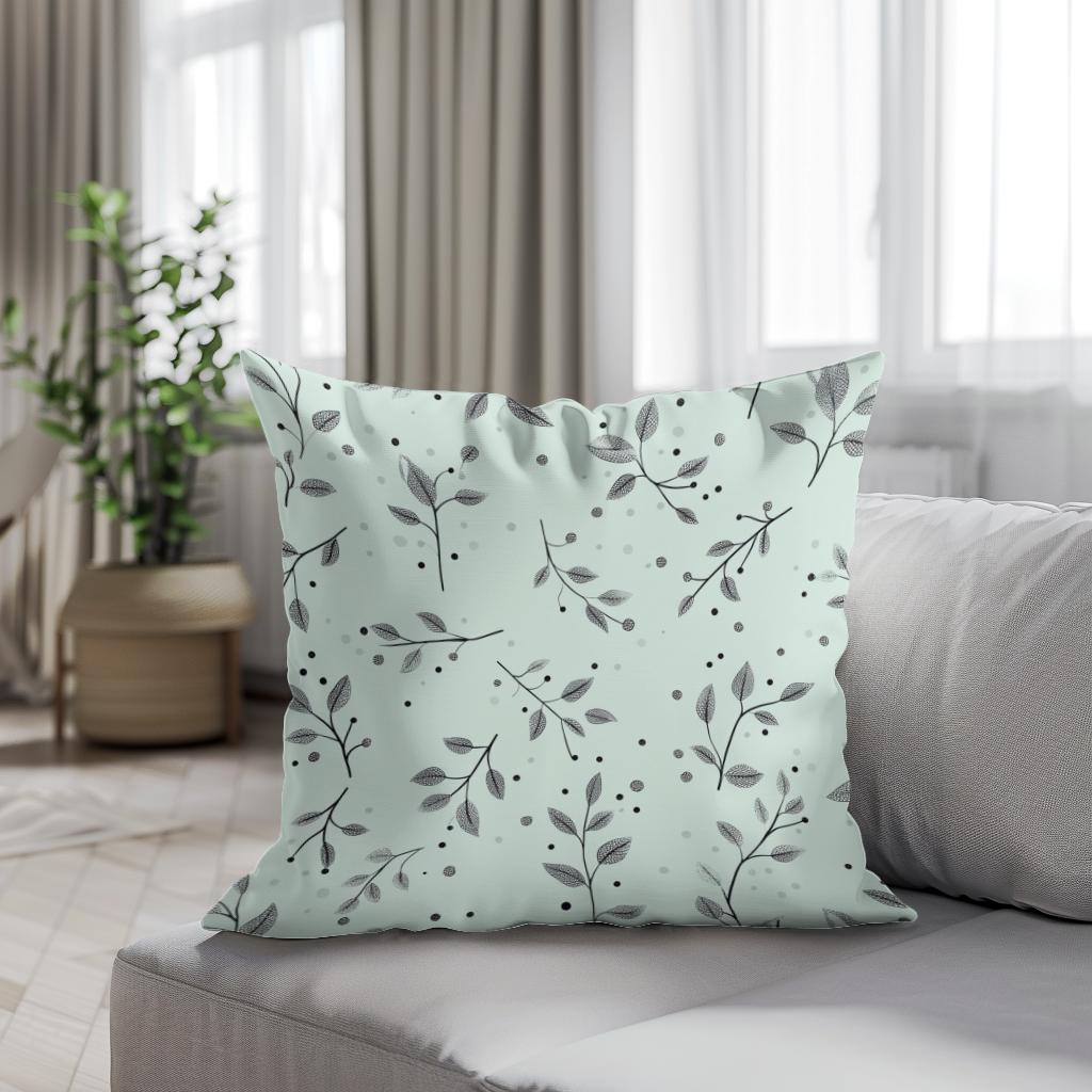 Mint Branches Cotton Cushion