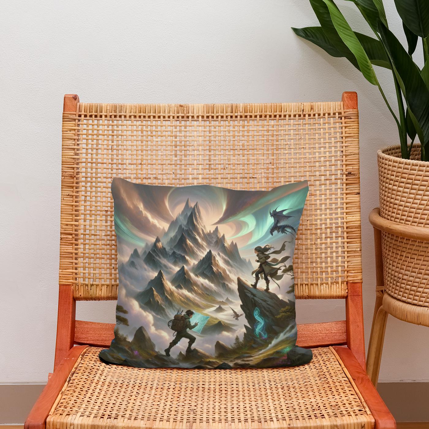 Mystical Mountain Journey Cotton Cushion