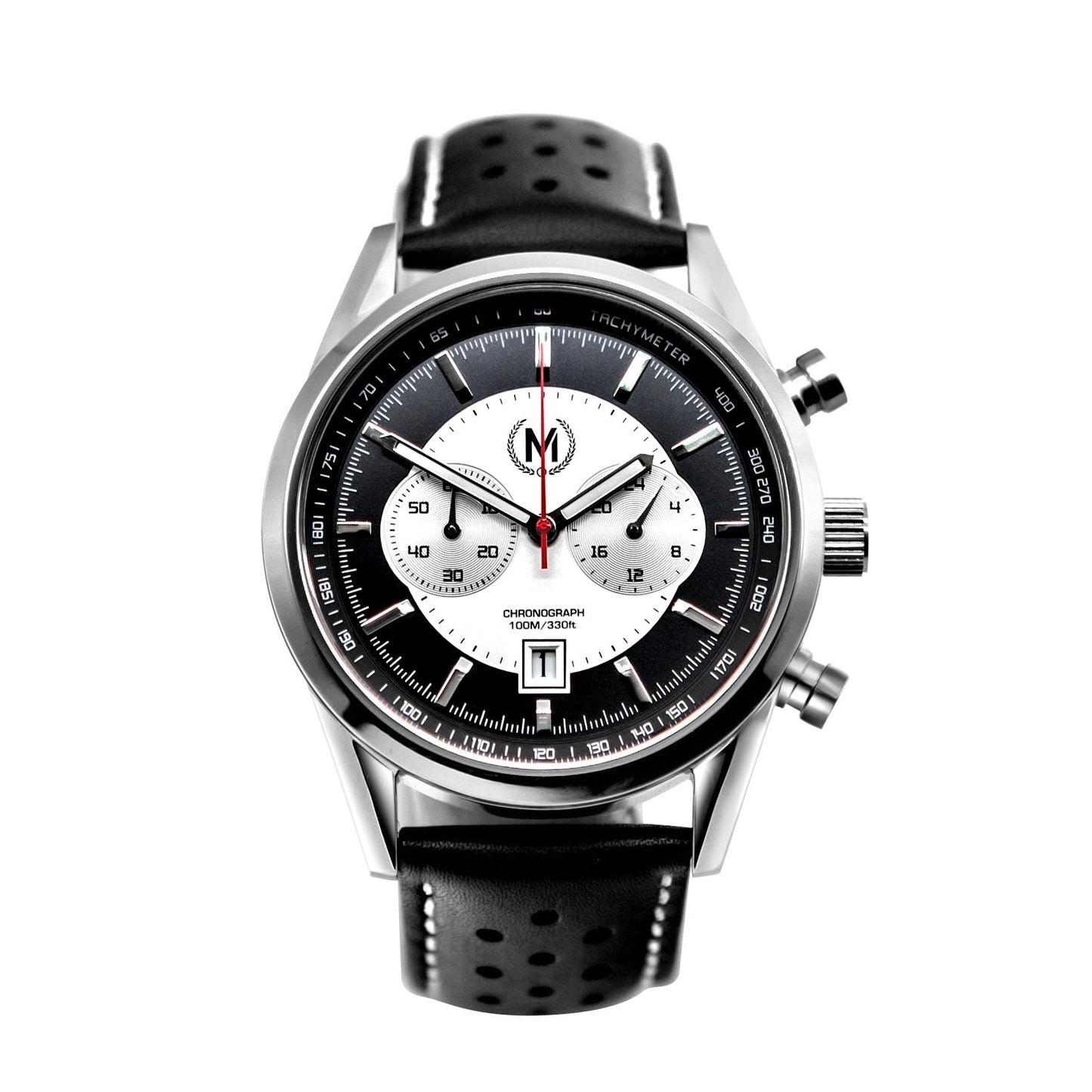 Black Leather Rally Watch Strap