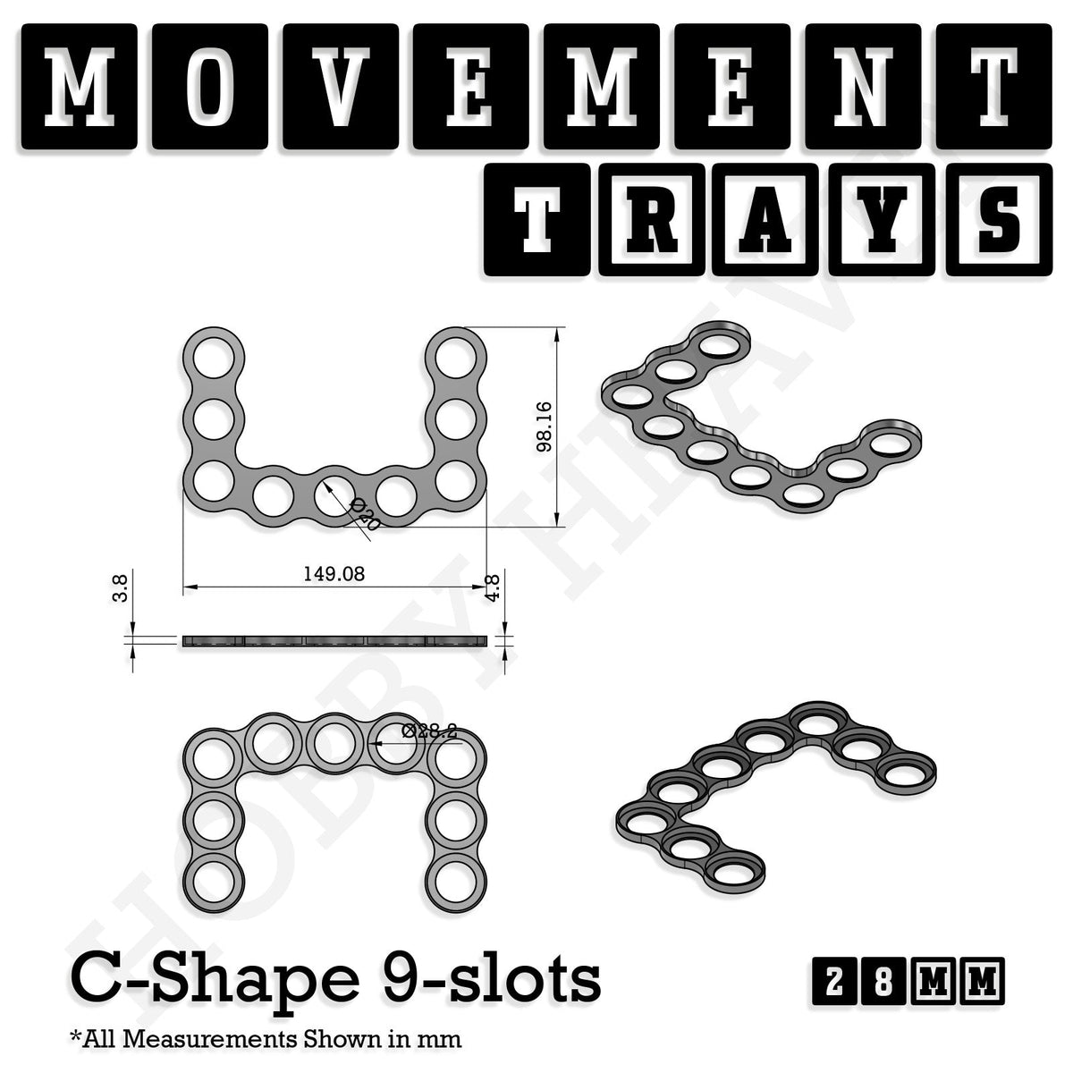 28mm Movement Trays for Tabletop Games | Wargaming | Full Range