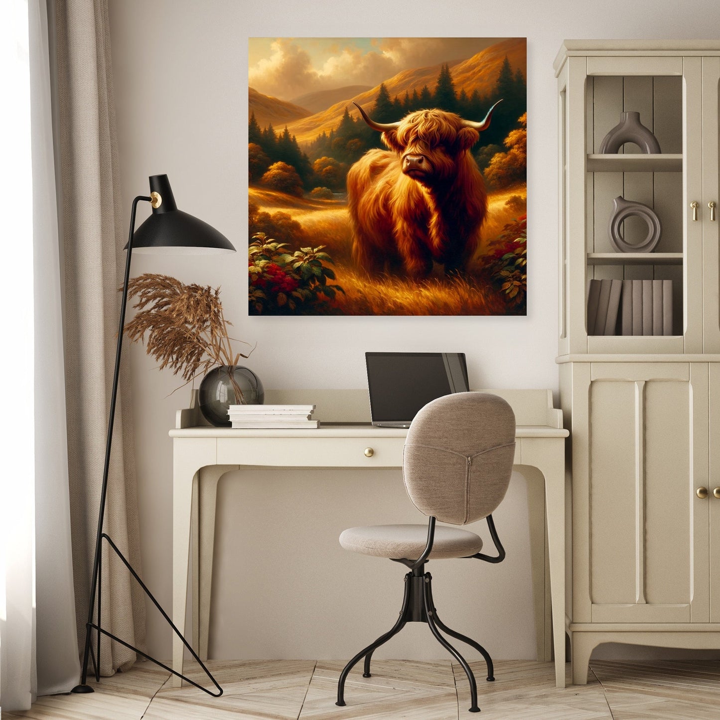 Timeless Highland Cow Serenity Canvas