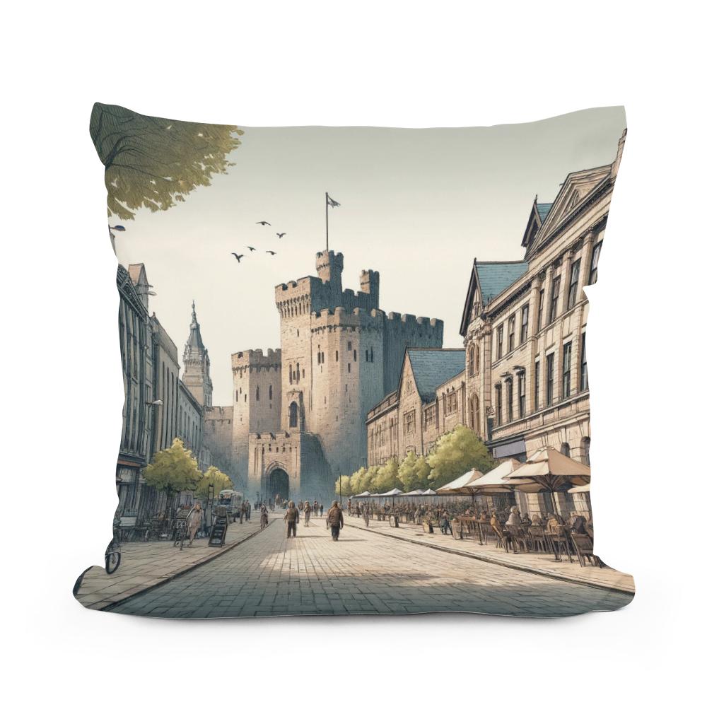 Cardiff Castle Street Cotton Cushion
