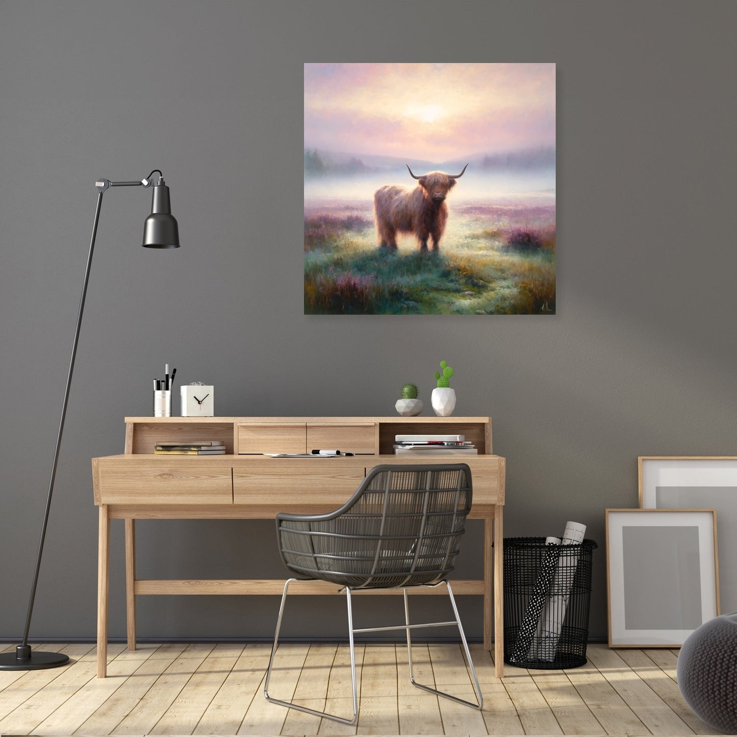 Highland Cow Dawn Canvas