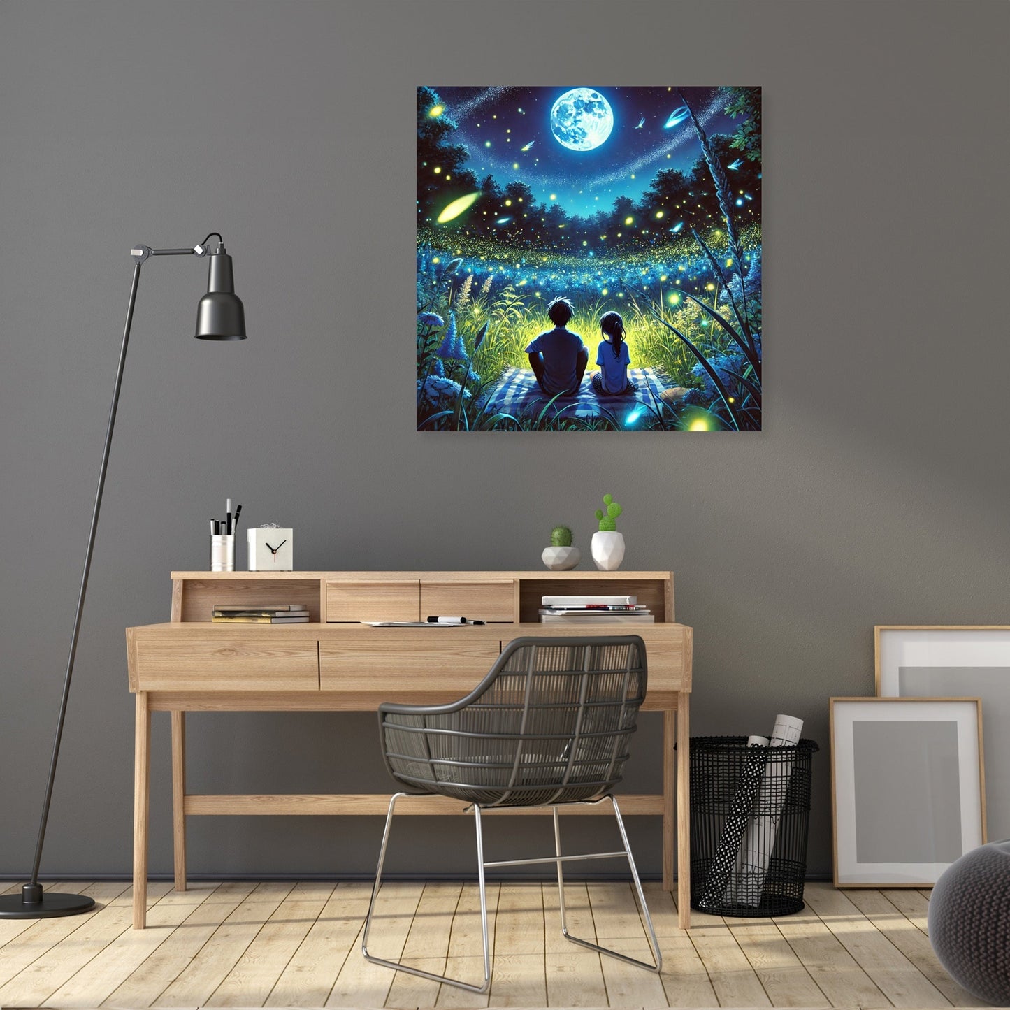 Firefly Meadow Night Canvas