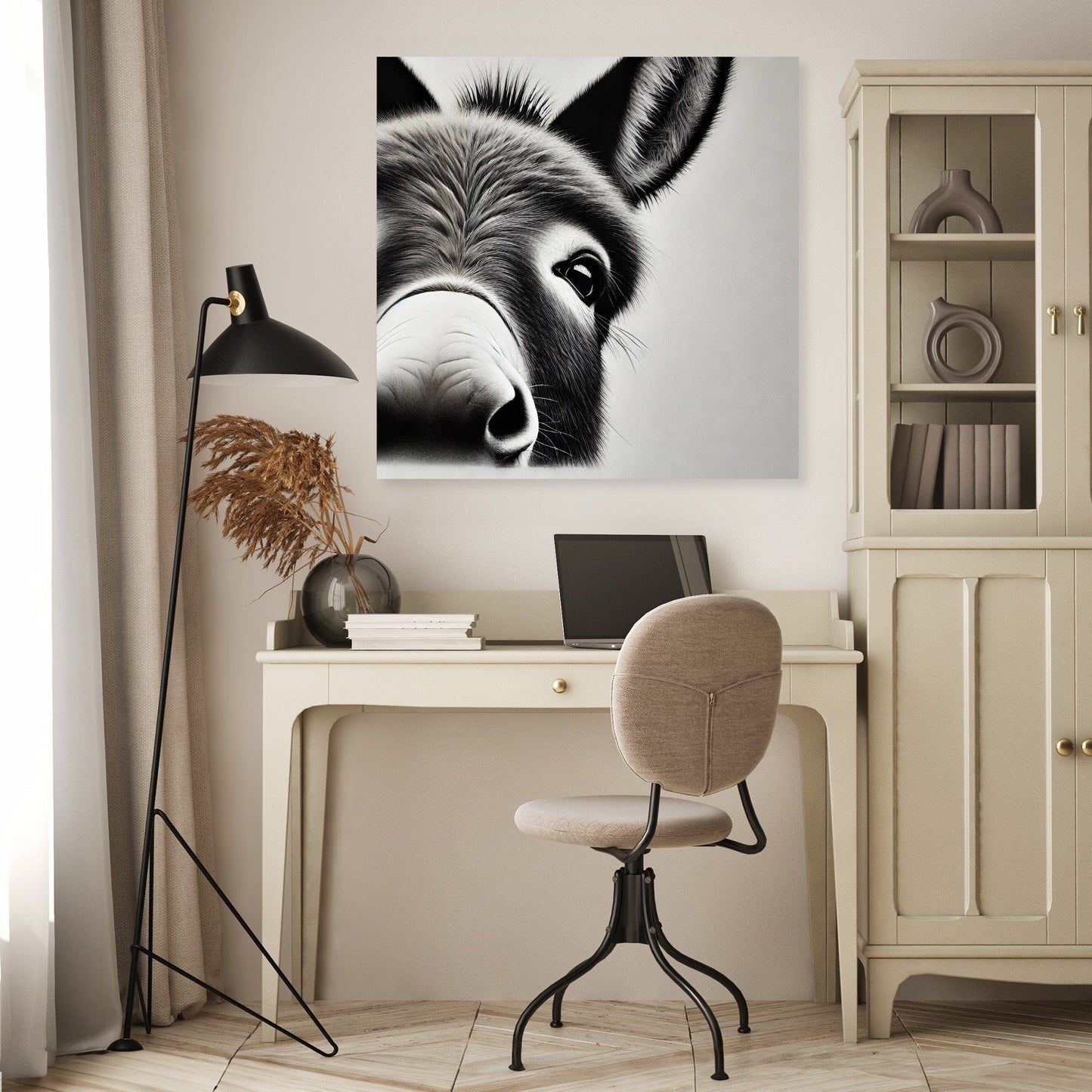 Curious Donkey Peeking Canvas