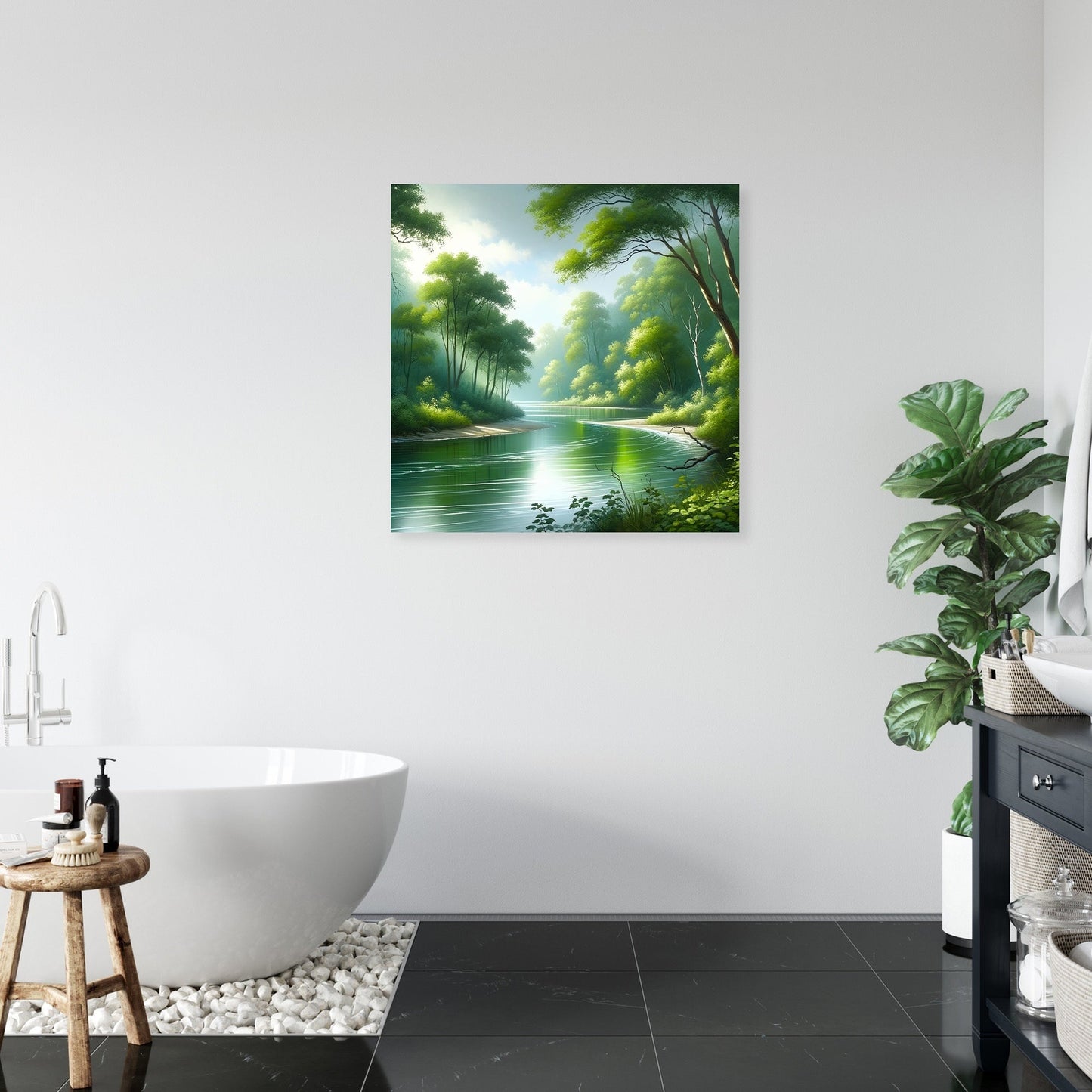Serene Riverbend Canvas