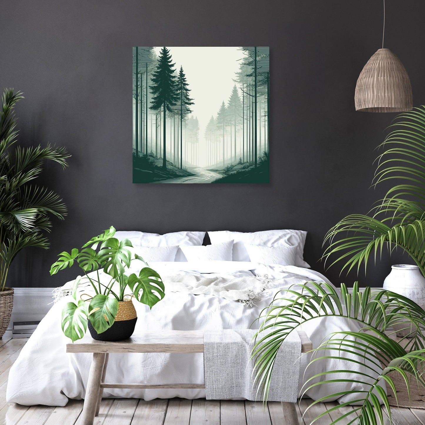 Mystical Forest in Muted Shades Canvas