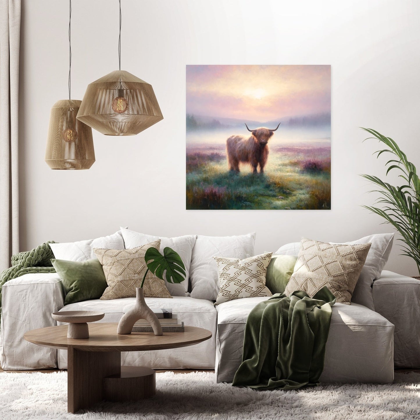 Highland Cow Dawn Canvas
