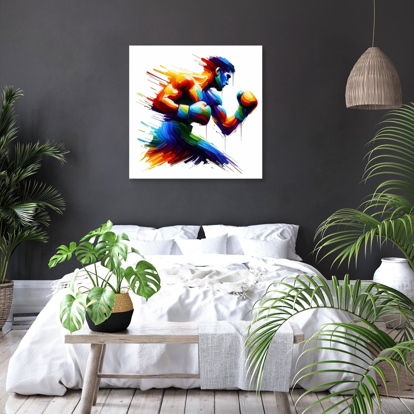 Pugilist's Colorful Impact Canvas