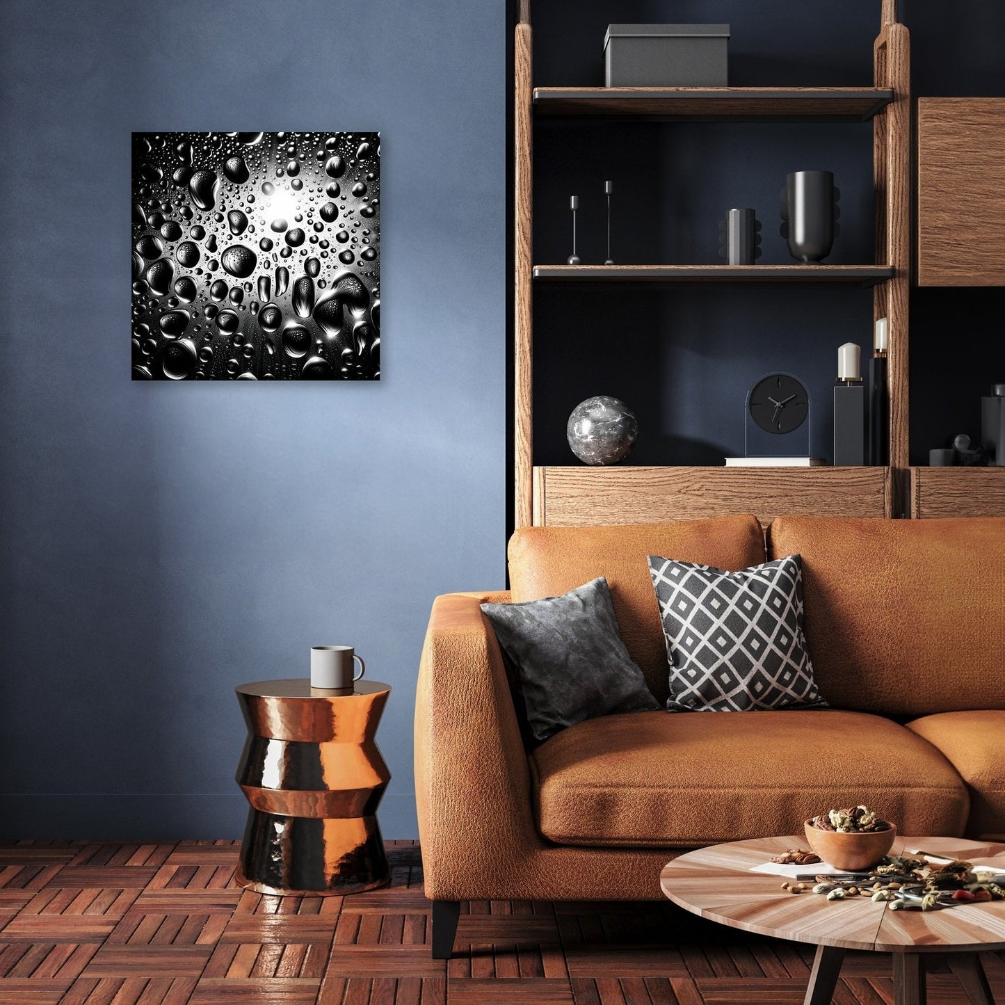 Vivid Raindrops: Glass Reflection Canvas