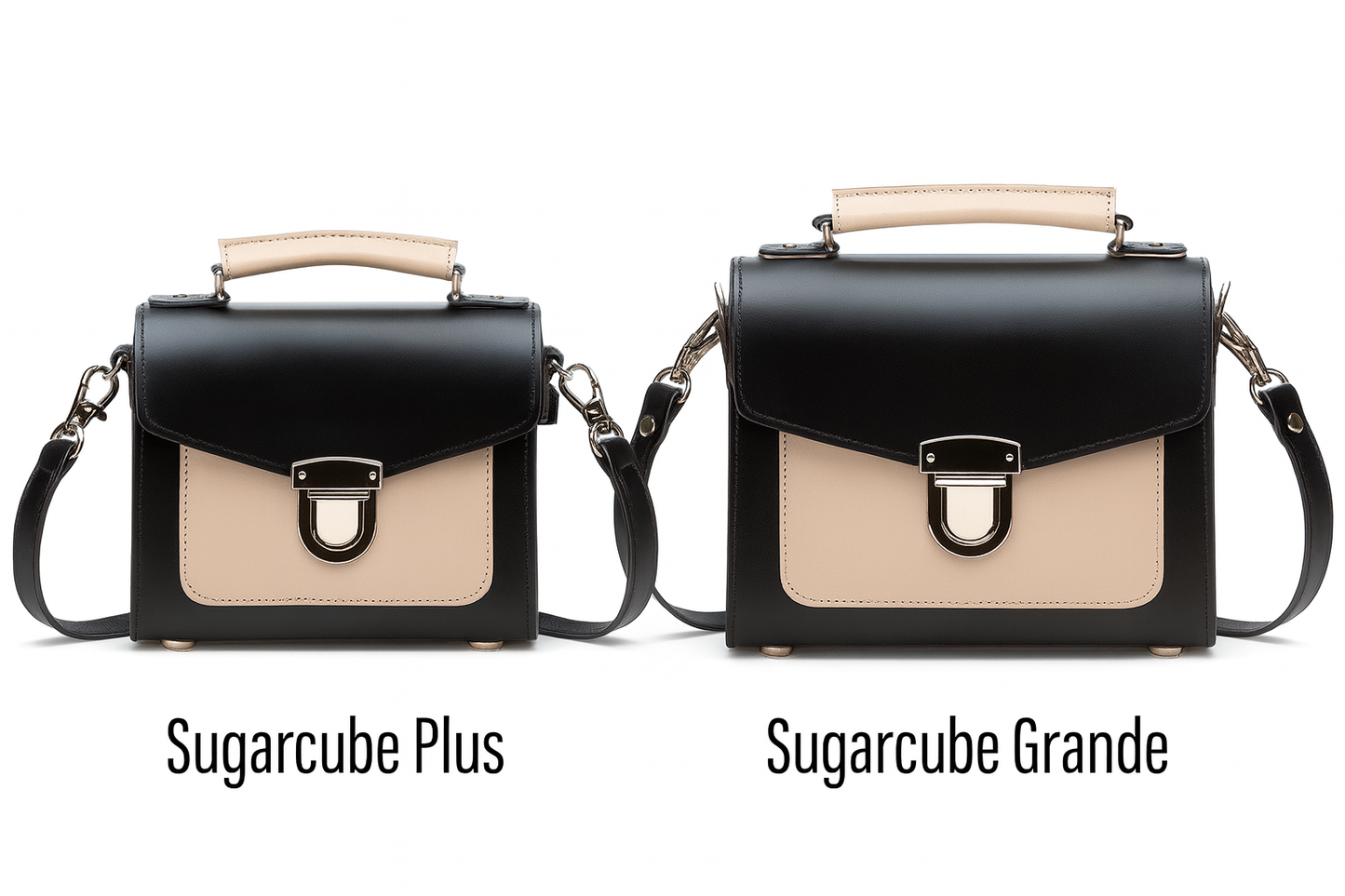 Handmade Leather Sugarcube Handbag - Cafe Noir