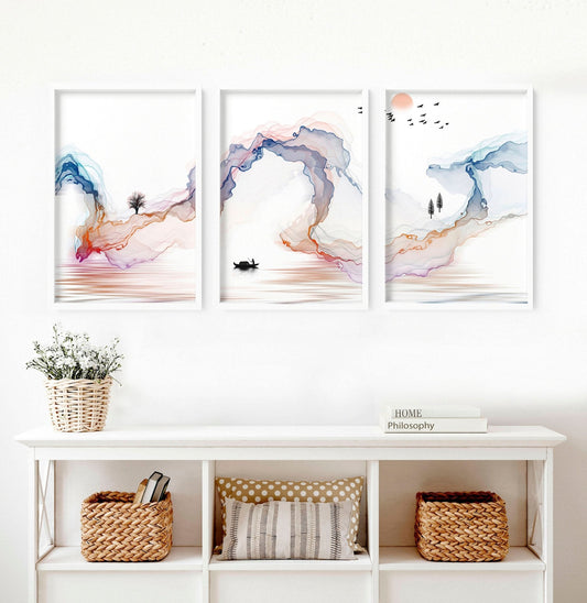 Calm artwork Wall Art prints | set of 3 framed prints