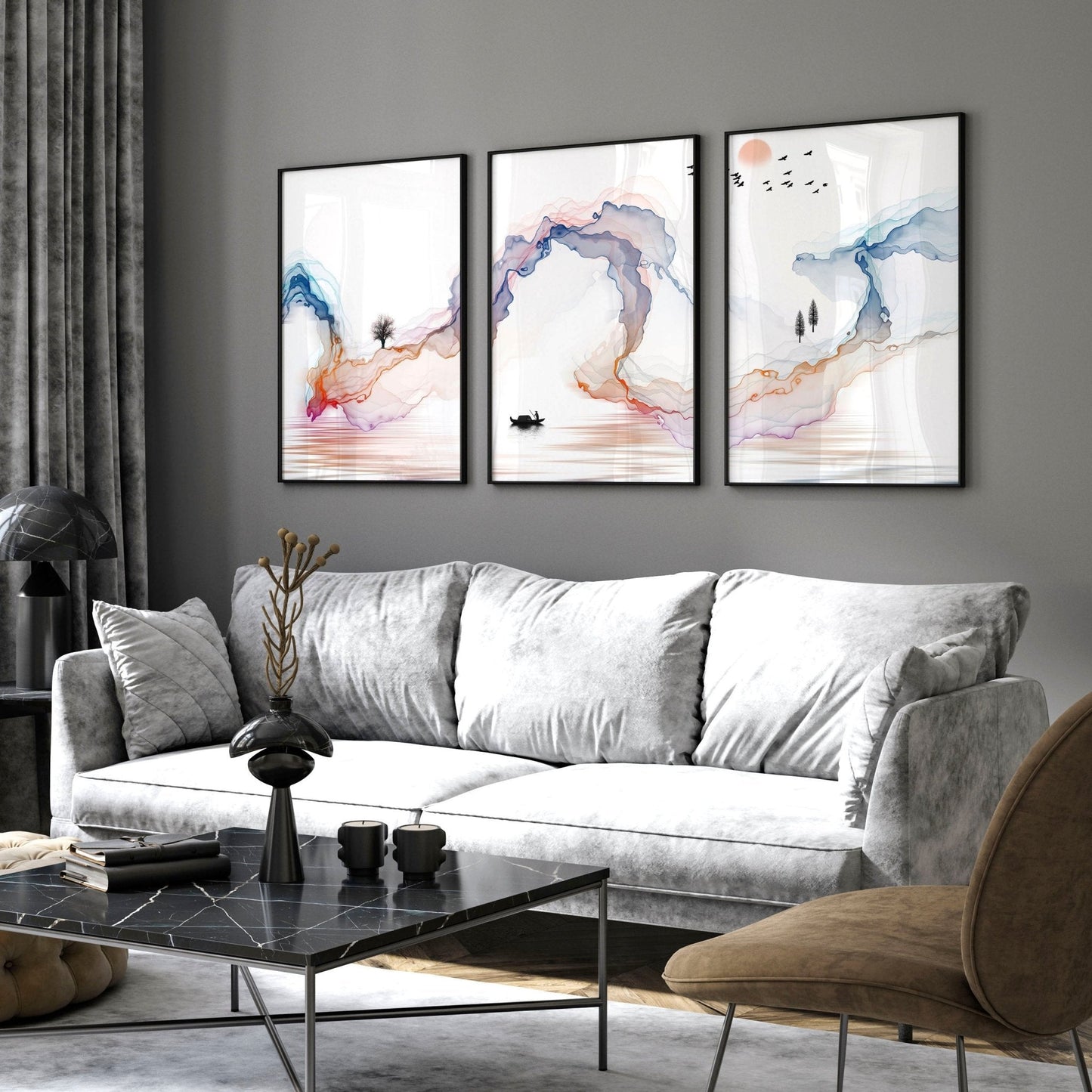 Calm artwork Wall Art prints | set of 3 framed prints