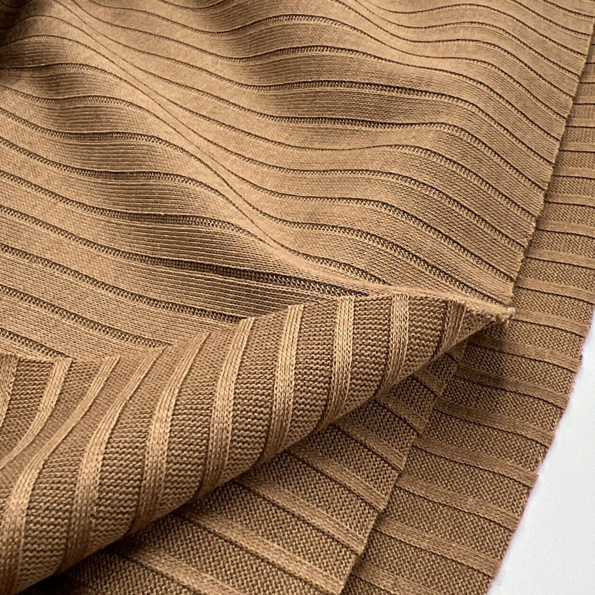 Camel 8x4 Wide Rib Stretch Fabric