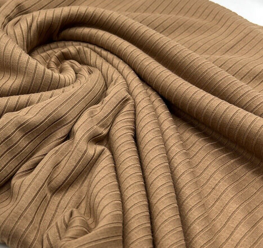 Camel 8x4 Wide Rib Stretch Fabric