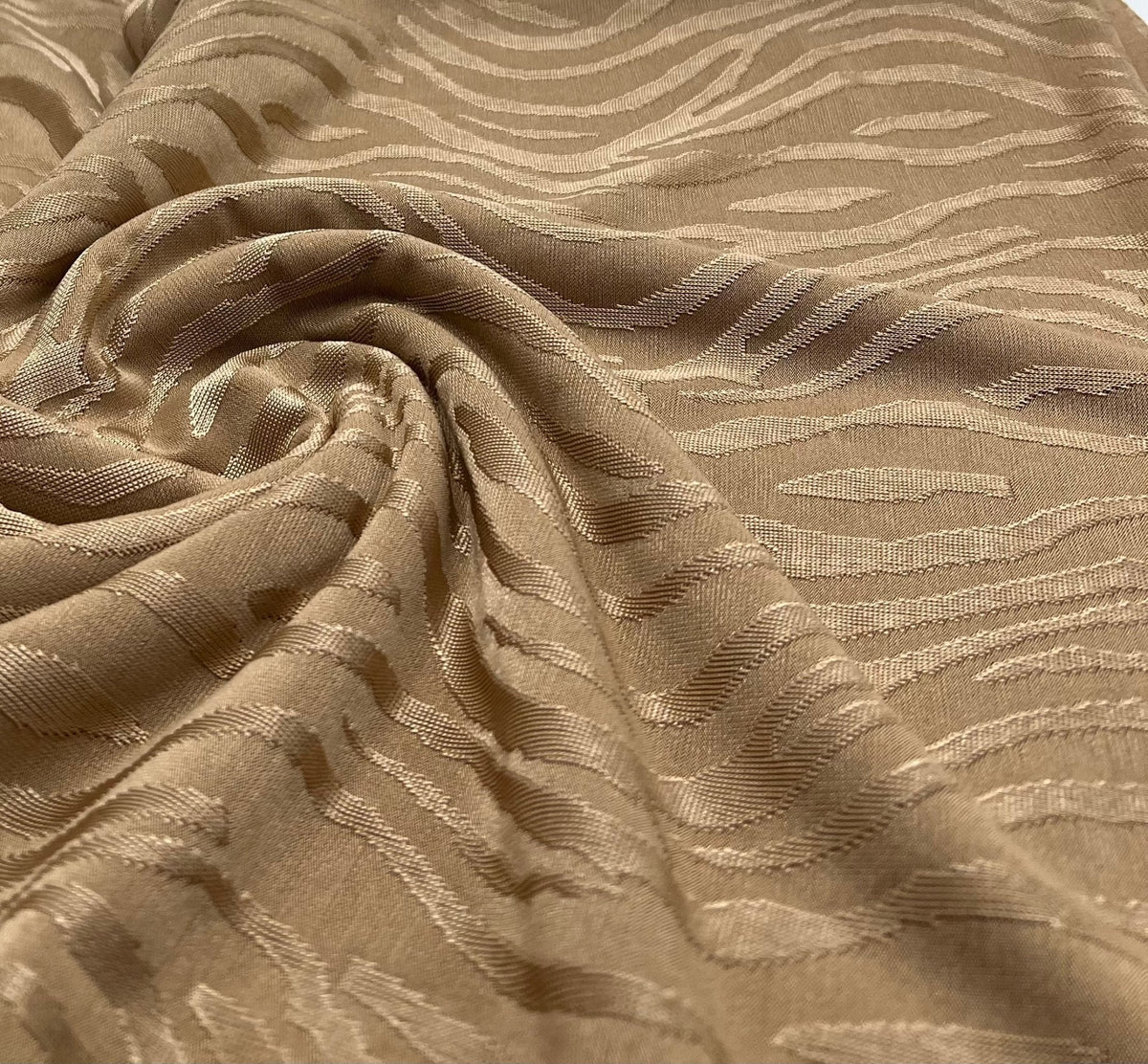Camel Slinky Zebra Jacquard Stretch Fabric