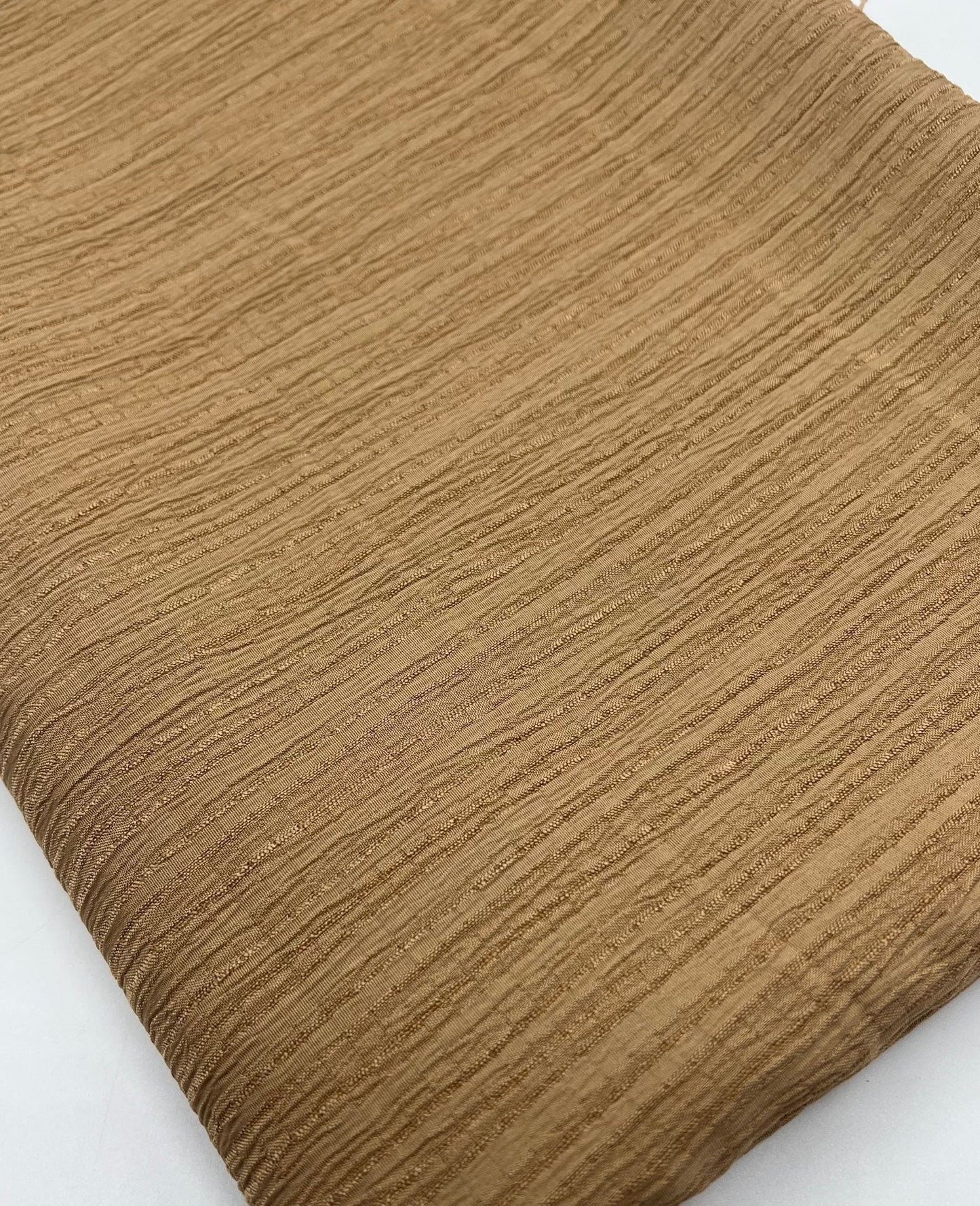 Camel Textured Crinkle Lightweight Non Stretch Fabric