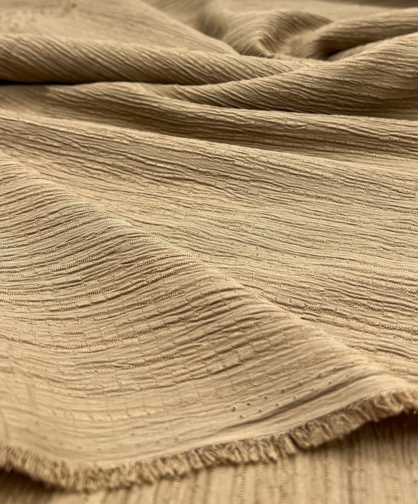 Camel Textured Crinkle Lightweight Non Stretch Fabric