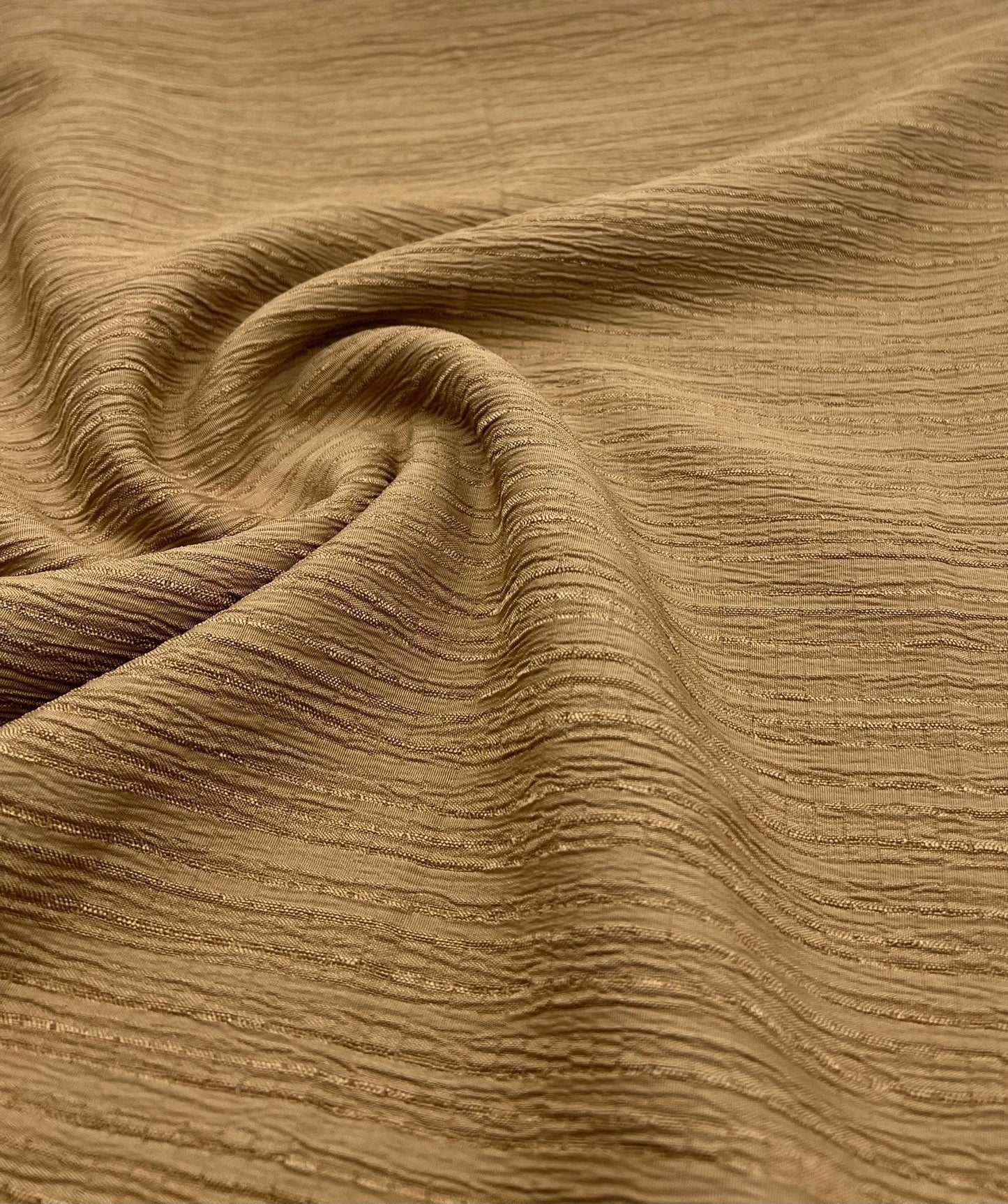 Camel Textured Crinkle Lightweight Non Stretch Fabric