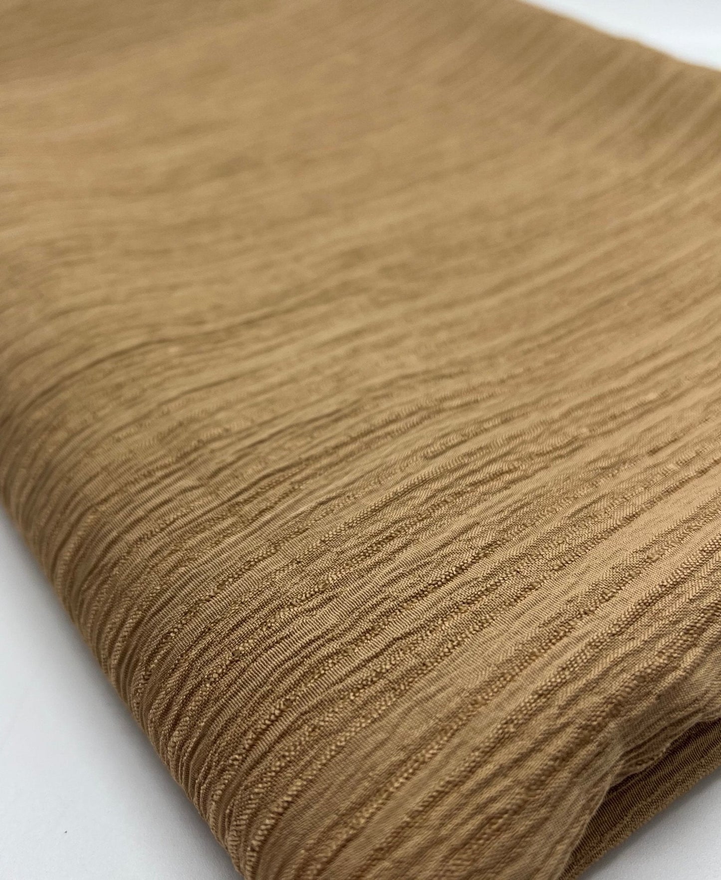 Camel Textured Crinkle Lightweight Non Stretch Fabric
