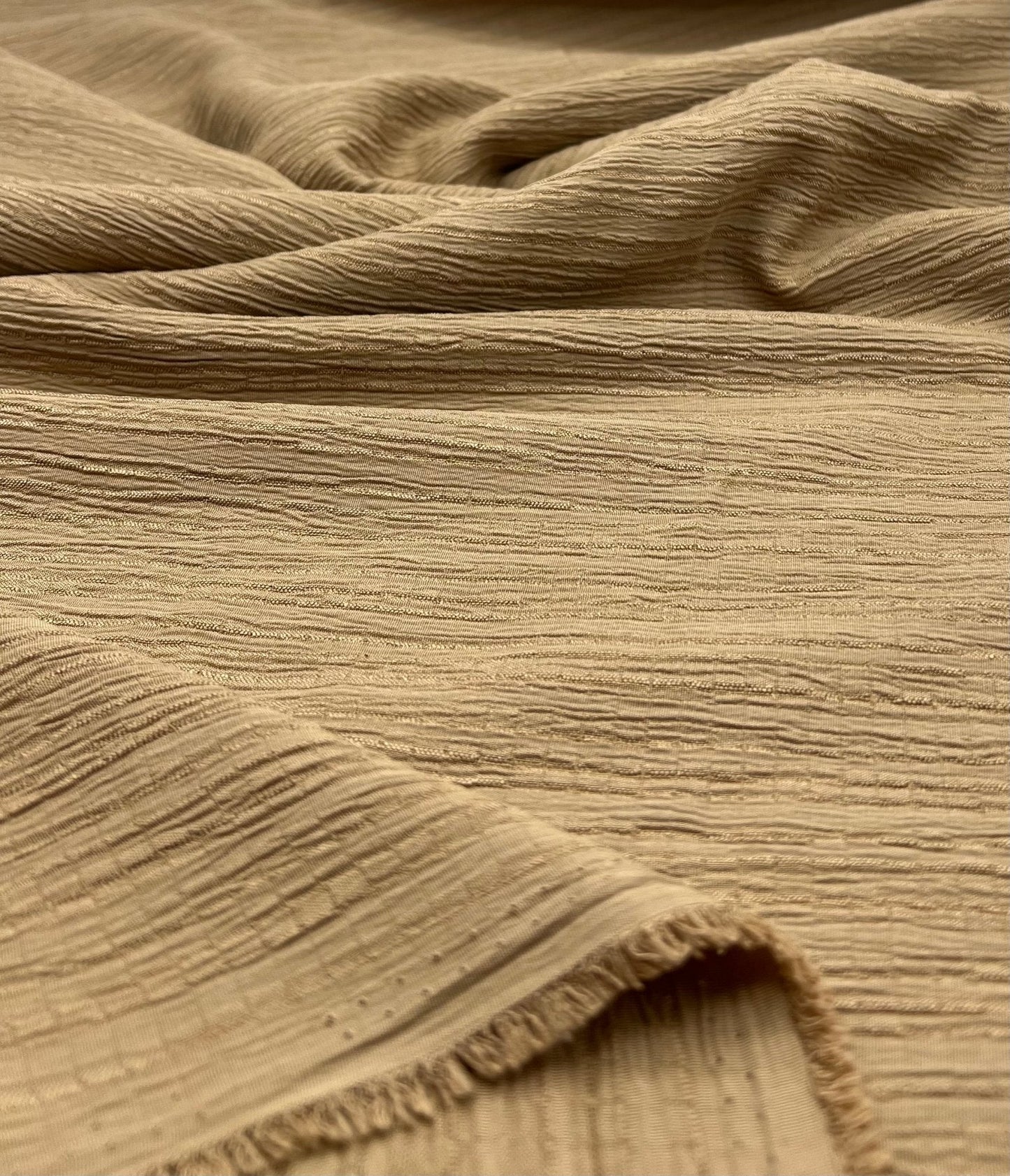 Camel Textured Crinkle Lightweight Non Stretch Fabric