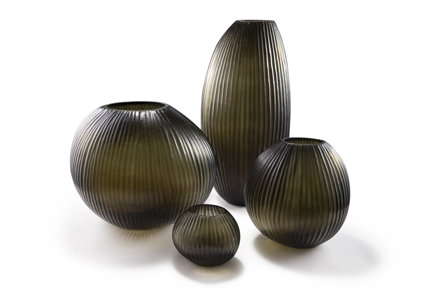 QUARTZ Candleholder- H12 D15 cm - INDIGO SMOKE