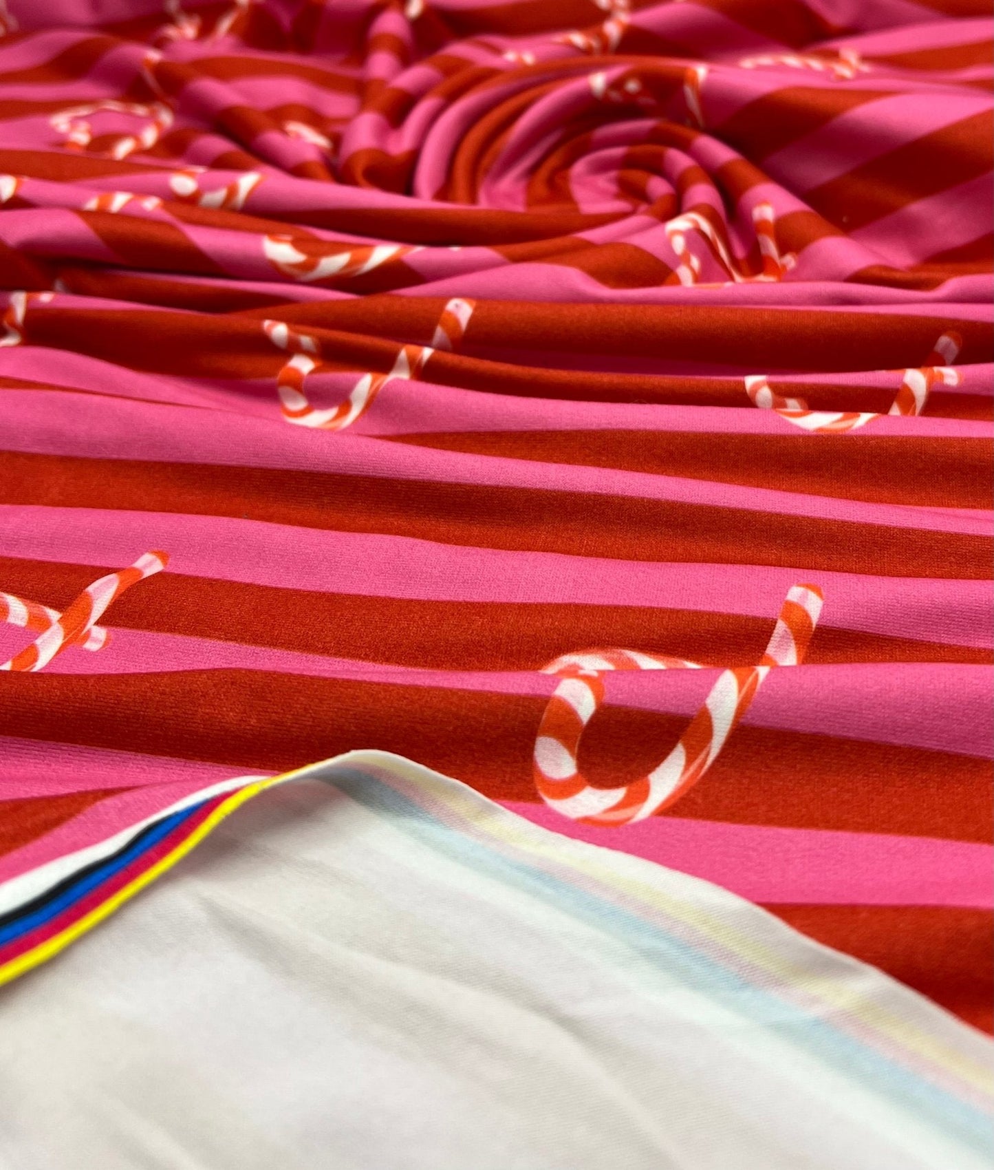 Candy Cane Super Soft Print Spun Poly Stretch Fabric