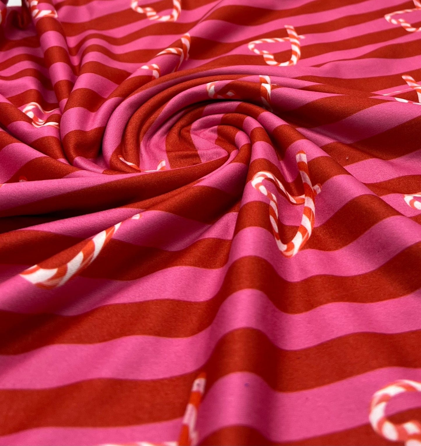 Candy Cane Super Soft Print Spun Poly Stretch Fabric