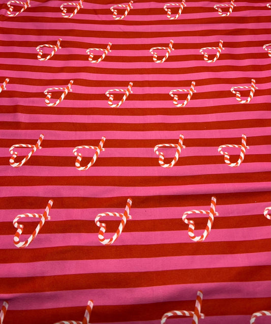 Candy Cane Super Soft Print Spun Poly Stretch Fabric