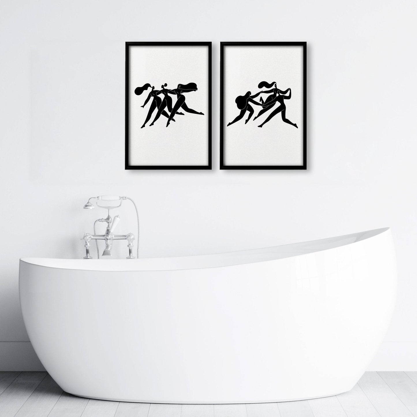 Canvas Art For Bathrooms | Set of 2 Boho Women Wall art Prints